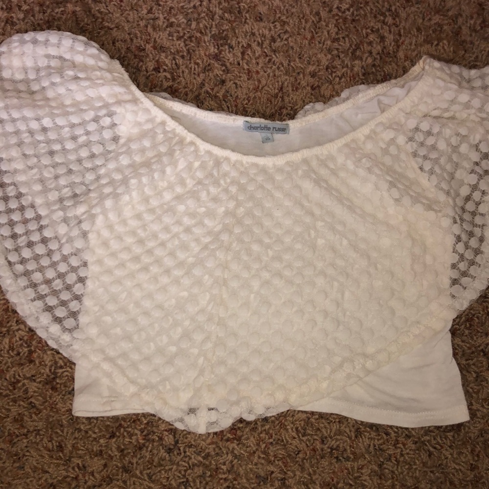 White Off Shoulder Charlotte Russe Crop